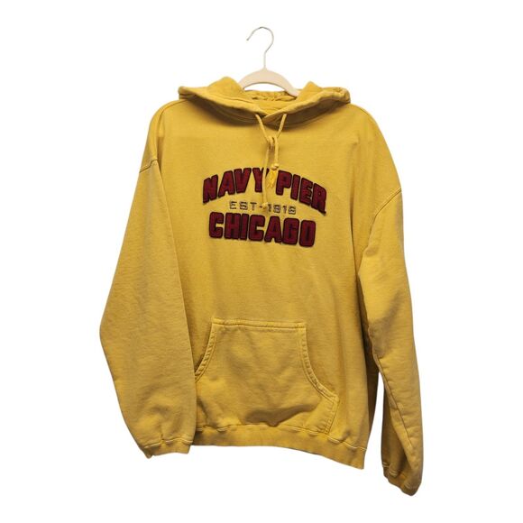Chicago Navy Pier Hoodie LARGE Spell Out Pullover Sweatshirt IL - Picture 1 of 8